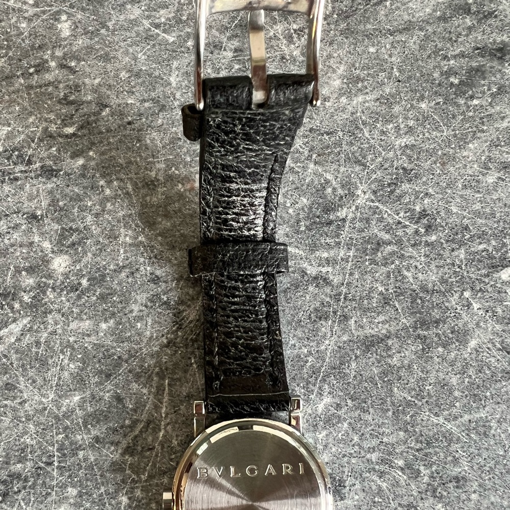 Bvlgari Diamond Black Face Stainless Steel & Black Leather Women's Watch BB26SL - Picture 10 of 13